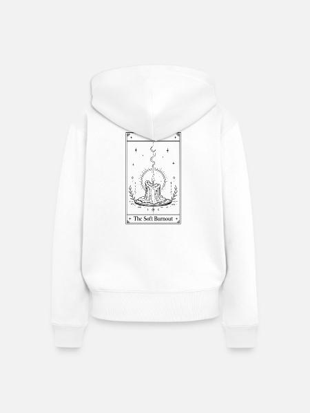 Sanfter Burnout | Tarotkarte - Frauen Premium Bio Zip Hoodie - Weiß