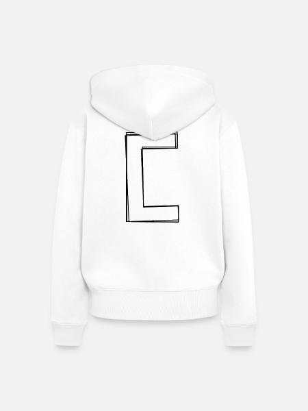 Eckige Klammer handgezeichnet - Frauen Premium Bio Zip Hoodie - Weiß