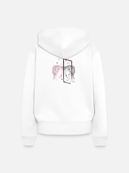 Abstraktes Spiegelbild Porträt Design - Frauen Premium Bio Zip Hoodie - Weiß