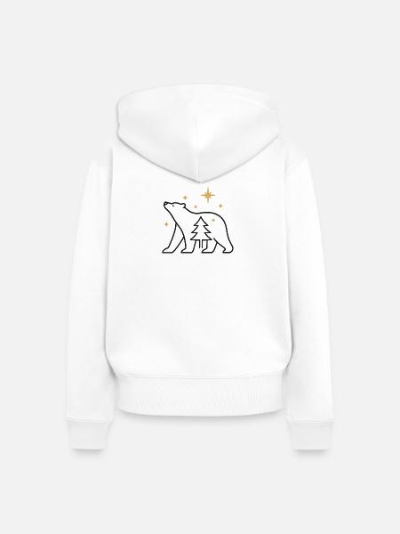 PolarBär im Sternenwald - Frauen Premium Bio Zip Hoodie - Weiß