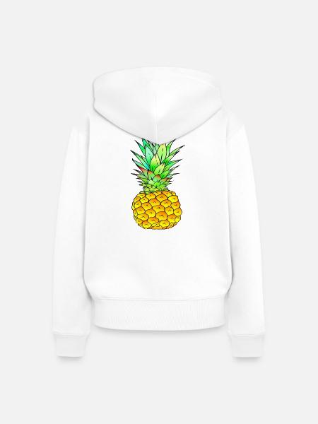 Ananas farbenfroh - Frauen Premium Bio Zip Hoodie - Weiß