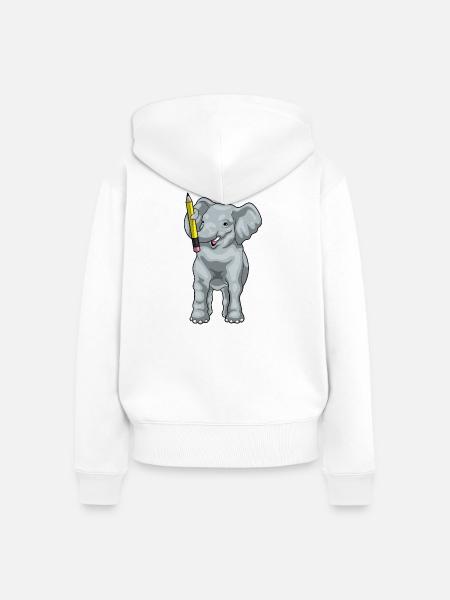 Elefant Schüler Bleistift Schule - Frauen Premium Bio Zip Hoodie - Weiß