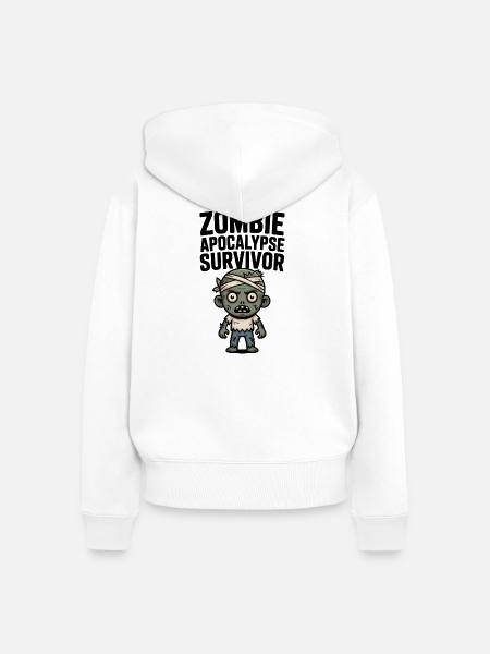 Zombie Apocalypse Überlebender - Frauen Premium Bio Zip Hoodie - Weiß