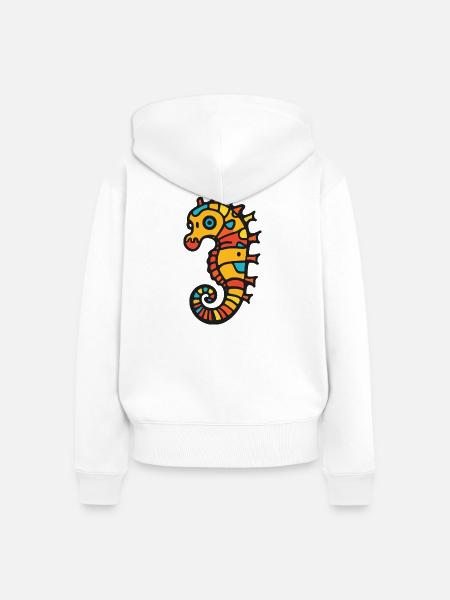 Seepferd Halloween Zombie - Frauen Premium Bio Zip Hoodie - Weiß