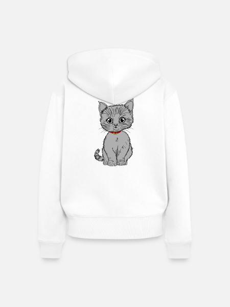 Grau - Frauen Premium Bio Zip Hoodie - Weiß