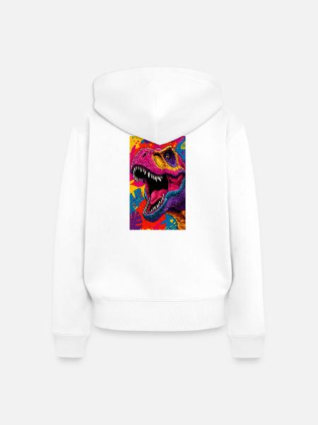 Dinosaurier - Frauen Premium Bio Zip Hoodie - Weiß