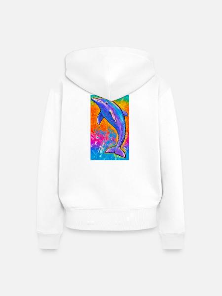 Delfin - Frauen Premium Bio Zip Hoodie - Weiß