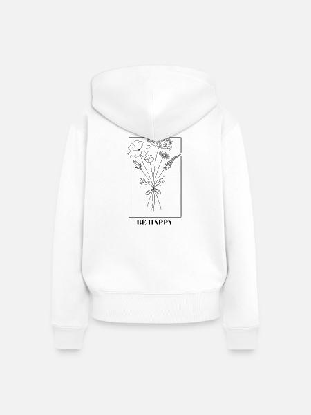 Linienbouquet Wildblumenstrauß - Frauen Premium Bio Zip Hoodie - Weiß