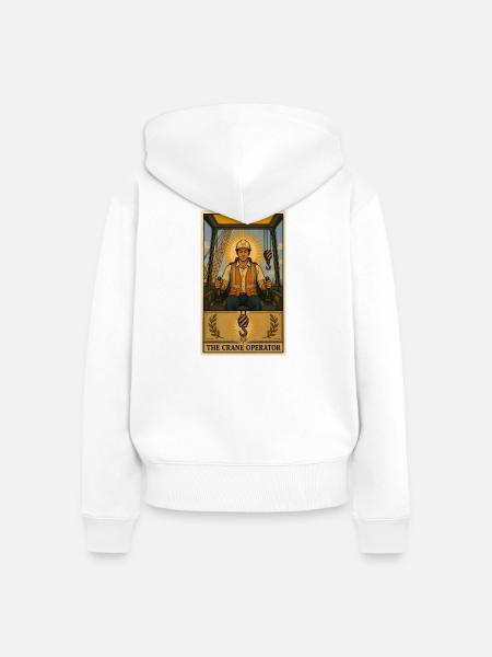 Kranführer | Baustelle Kran Tarot - Frauen Premium Bio Zip Hoodie - Weiß