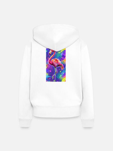 Flamingo - Frauen Premium Bio Zip Hoodie - Weiß