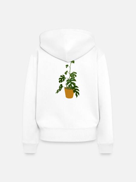 Monstera Deliciosa - Frauen Premium Bio Zip Hoodie - Weiß