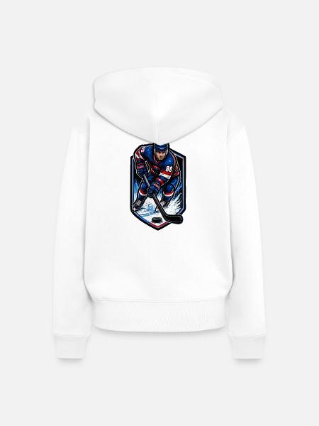 Eisjäger 86 – Hockey-Action - Frauen Premium Bio Zip Hoodie - Weiß