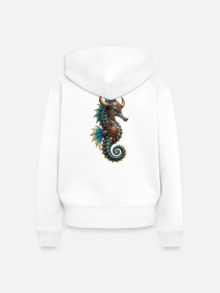 Wikinger-Seepferdchen - Frauen Premium Bio Zip Hoodie - Weiß