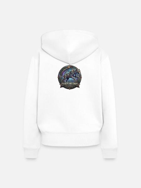 Cyber-Wildnis Panther - Frauen Premium Bio Zip Hoodie - Weiß