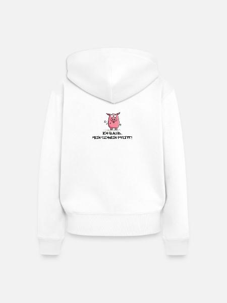 Ich glaub, mein Schwein pfeift - Frauen Premium Bio Zip Hoodie - Weiß