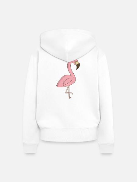 Flamingo - Frauen Premium Bio Zip Hoodie - Weiß