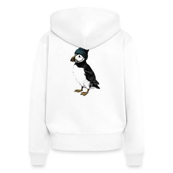 Winter Puffin - Frauen Premium Bio Zip Hoodie - Weiß - Hinten - AI Model Female 172 light (172cm)