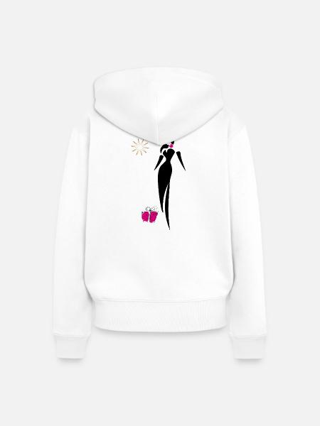 Weihnachten mit goldenem Glitzerstern - Frauen Premium Bio Zip Hoodie - Weiß