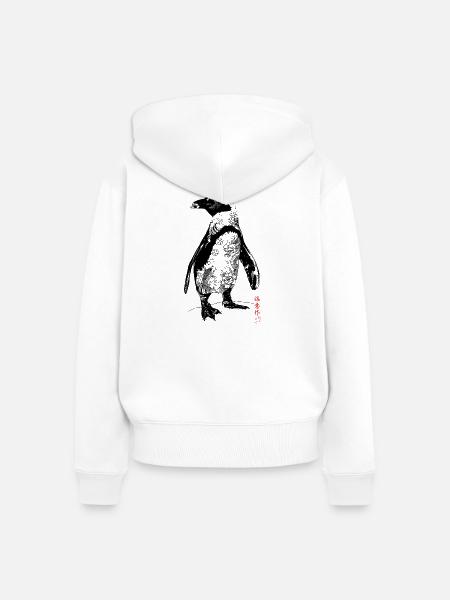Tattoo Kunst Pinguin - Frauen Premium Bio Zip Hoodie - Weiß