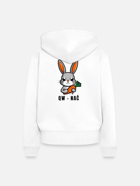 QW-NAĆ Rabbit – Lustiger Karottenhase - Frauen Premium Bio Zip Hoodie - Weiß