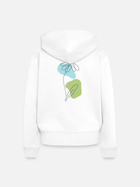 Lineart Gänseblümchen mit Pastellformen - Frauen Premium Bio Zip Hoodie - Weiß