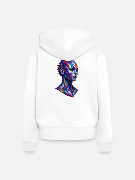 Futuristischer Android – Geometrische KI Kunst - Frauen Premium Bio Zip Hoodie - Weiß