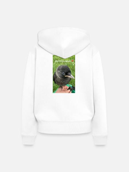 Süße Dohle - Kleiner Schatz - Frauen Premium Bio Zip Hoodie - Weiß