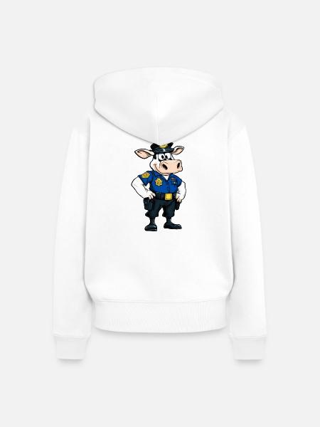 Polizei Kuh - Frauen Premium Bio Zip Hoodie - Weiß