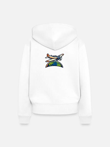 Weltflugzeug Symbolik - Frauen Premium Bio Zip Hoodie - Weiß