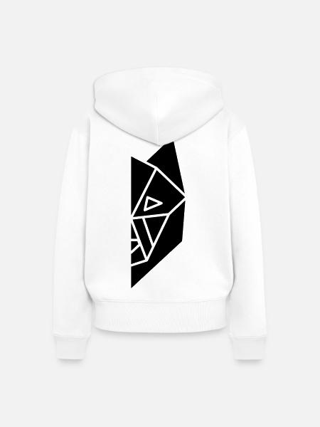 wolf half face2 - Frauen Premium Bio Zip Hoodie - Weiß