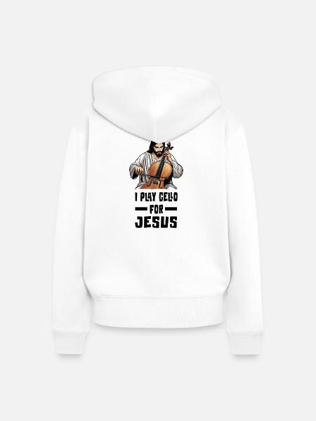 Ich spiele Cello für Jesus - Frauen Premium Bio Zip Hoodie - Weiß