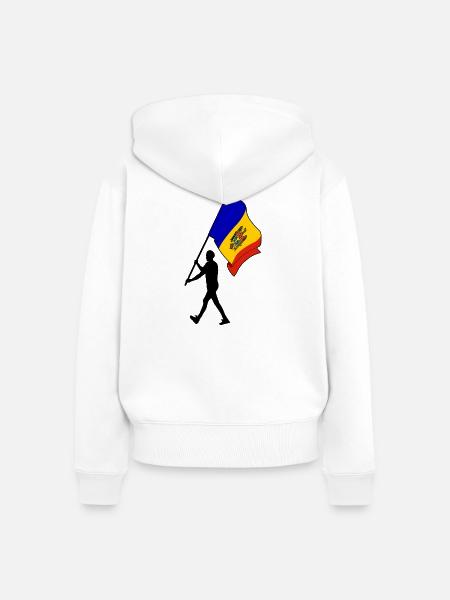 Flagge Moldawien Mann zu Fuß - Frauen Premium Bio Zip Hoodie - Weiß
