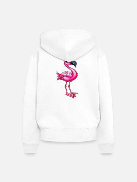 pink rosa Flamingo Vogel :) - Frauen Premium Bio Zip Hoodie - Weiß