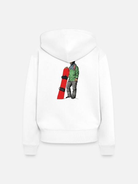 Abenteuerlicher Snowboarder - Frauen Premium Bio Zip Hoodie - Weiß