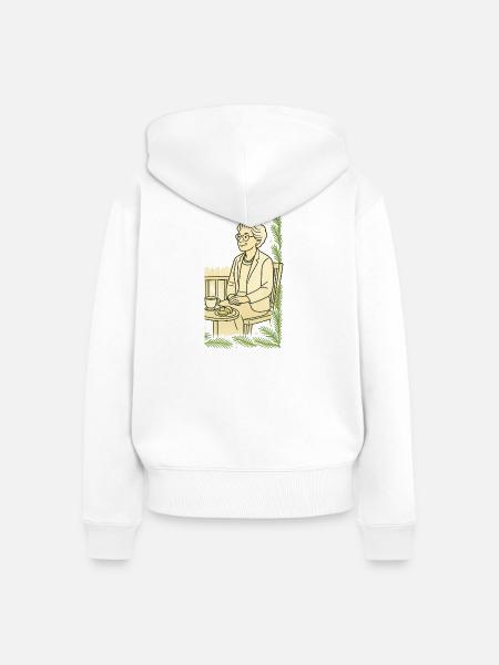 Großmutter Cafézeit am Tisch - Frauen Premium Bio Zip Hoodie - Weiß