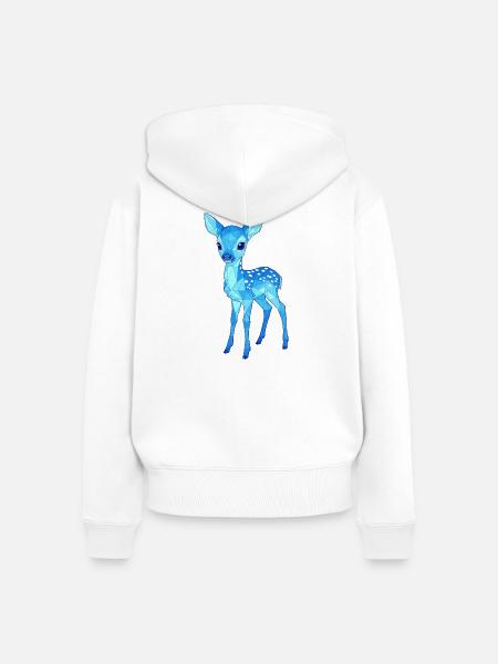 Blauer Low-Poly Hirsch - Frauen Premium Bio Zip Hoodie - Weiß