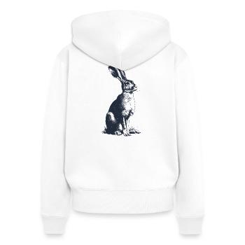 Vintage Hase | Detailreiche Gravur Waldtier Motiv - Frauen Premium Bio Zip Hoodie - Weiß - Hinten - AI Model Female 172 light (172cm)