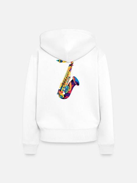 FarbSaxophon Kunstprint - Frauen Premium Bio Zip Hoodie - Weiß