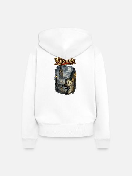 London mit Big Ben - Frauen Premium Bio Zip Hoodie - Weiß