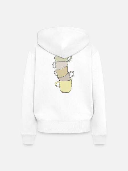 Pastell kaffee tassenstapel - Frauen Premium Bio Zip Hoodie - Weiß