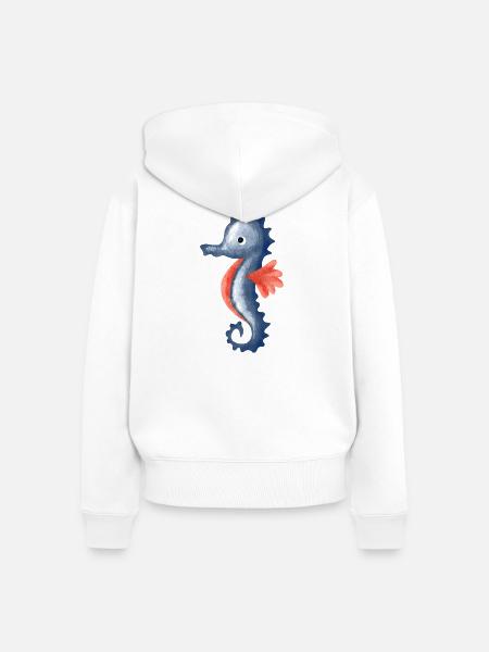 Wasserfarbenes Seepferdchen Cartoon - Frauen Premium Bio Zip Hoodie - Weiß