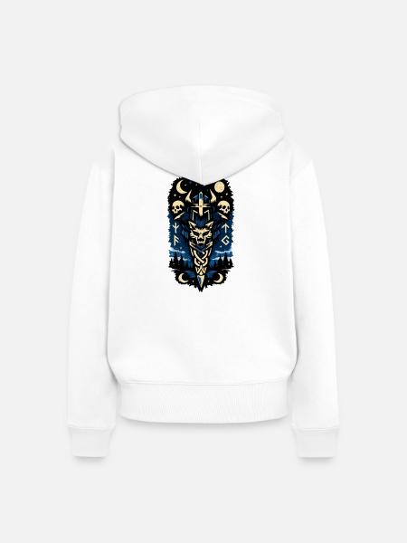 Nachtwald Wächter Sigil - Frauen Premium Bio Zip Hoodie - Weiß