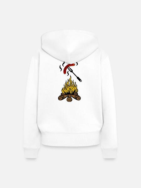 Lagerfeuer mit Bratwurst - Frauen Premium Bio Zip Hoodie - Weiß