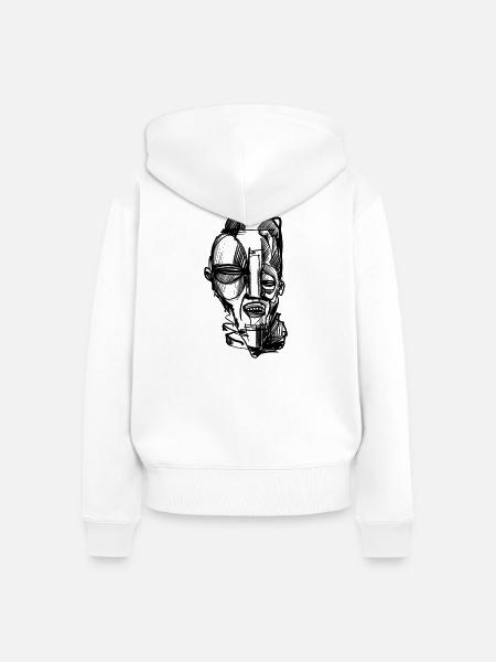 Eine Holzmaske - Frauen Premium Bio Zip Hoodie - Weiß