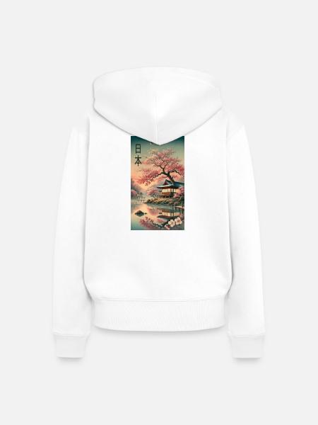 Japan Kirchenblüten Design - Frauen Premium Bio Zip Hoodie - Weiß