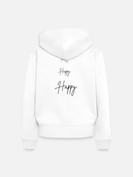 Happy Happy - Frauen Premium Bio Zip Hoodie - Weiß