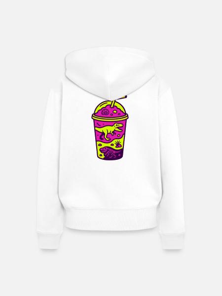 Dino Matcha - supergesund! - Frauen Premium Bio Zip Hoodie - Weiß