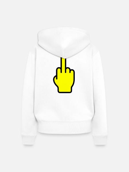 Mittelfinger Symbol - Frauen Premium Bio Zip Hoodie - Weiß