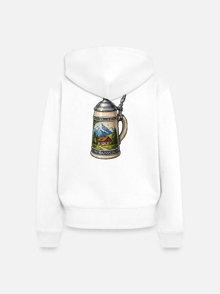 Alpenhütte im Bierkrug - Frauen Premium Bio Zip Hoodie - Weiß
