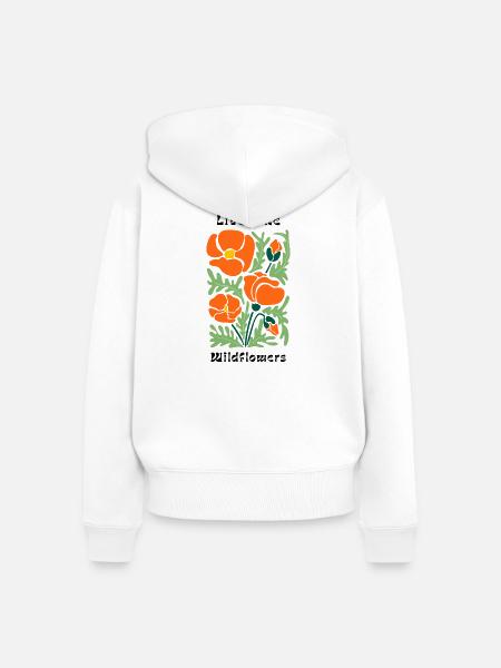 Live like wildflowers Mohnblumen Muster - Frauen Premium Bio Zip Hoodie - Weiß